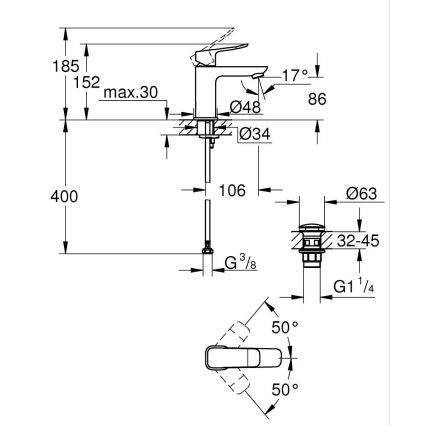 GROHE 1018570000 - Umivalniška baterija DICE S, sijajni krom