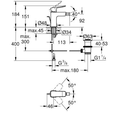 GROHE 1018770000 - Armatura za bide DICE, poliran krom