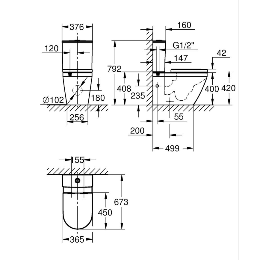 GROHE 102513SH00 - WC komplet EURO CERAMIC 67,3 x 37,6 x 79,2 cm keramika/bela