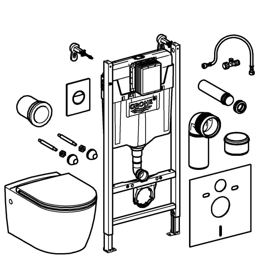 GROHE 103843SH00 - Komplet 5 v 1 SOLIDO COMPACT 1,13 m keramika/bela