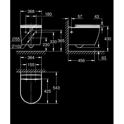 GROHE 103848SH00 - Viseča WC školjka START ROUND CERAMIC 368 × 543 mm trpežno bela