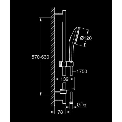 GROHE 1348662430 - Komplet za prho VITALIO JOY+ 120 mm, črne barve