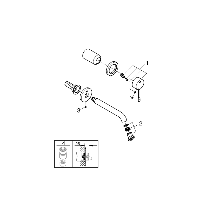 GROHE 19408AL1 - Mešalnik za umivalnik ESSENCE 183 mm grafit