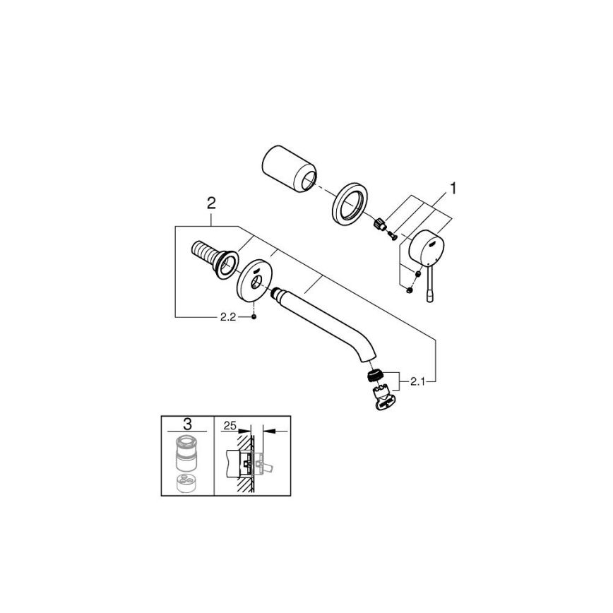 GROHE 19408DL1 - Pipa za umivalnik z dvema montažnima odprtinama ESSENCE 183 mm, bronasta