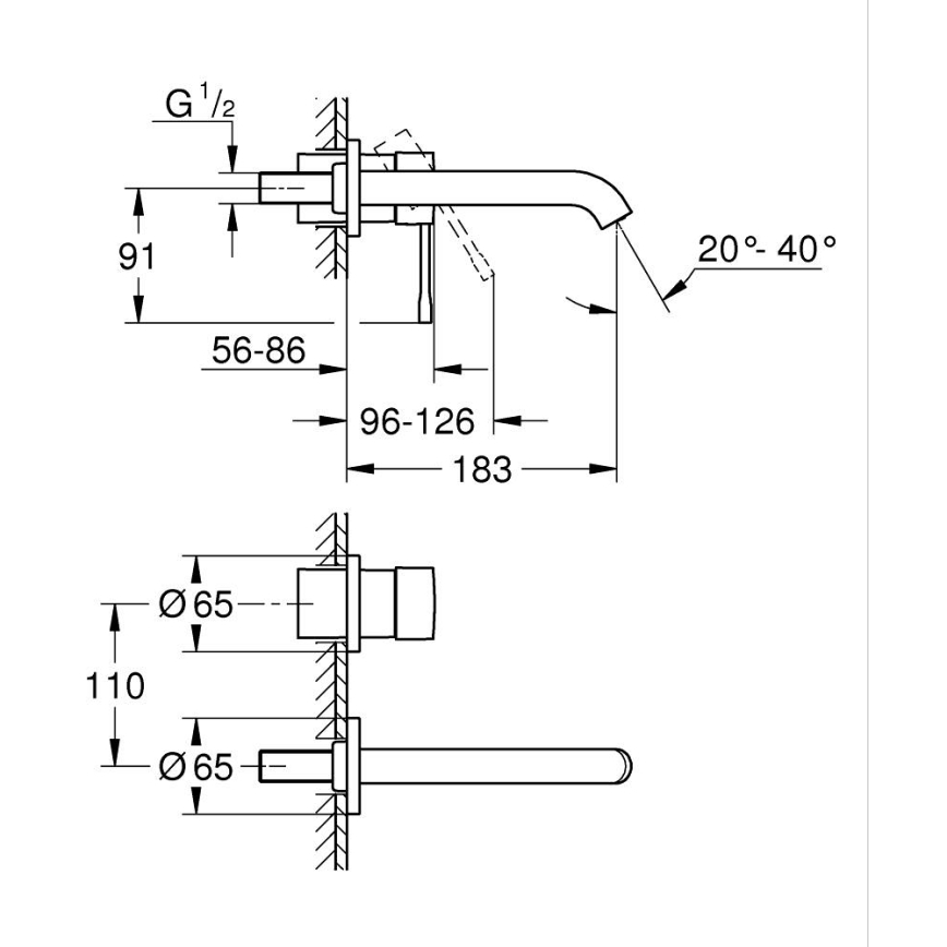 GROHE 19408DL1 - Pipa za umivalnik z dvema montažnima odprtinama ESSENCE 183 mm, bronasta