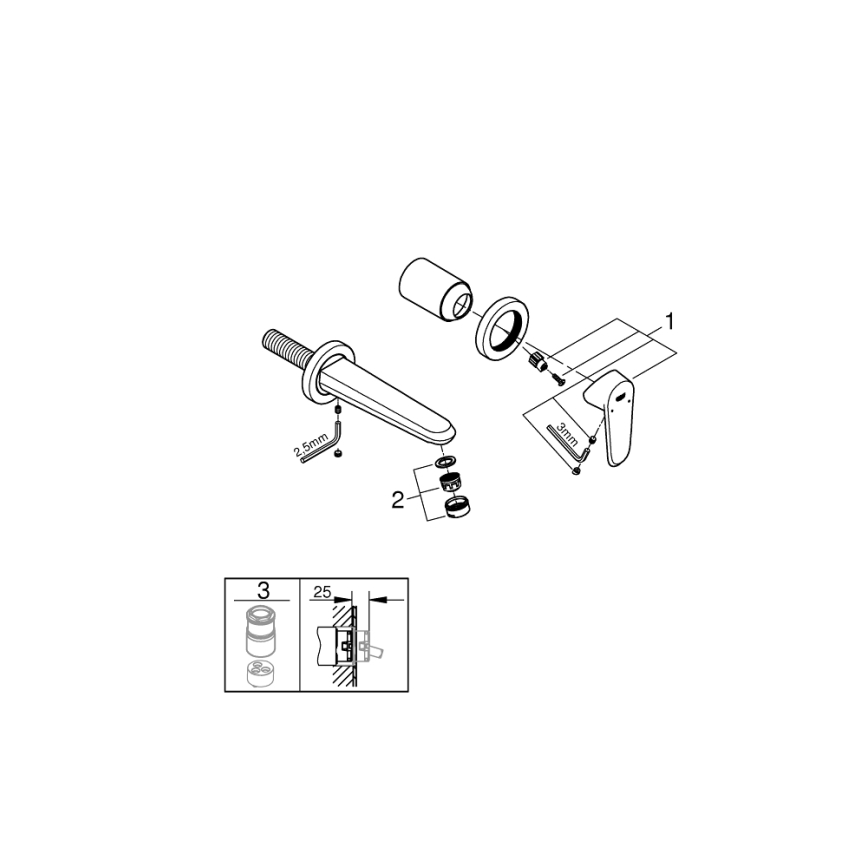 GROHE 19573002 - Umivalniška 2-odprtinska baterija EURODISC COSMOPOLITAN 11x17 cm krom