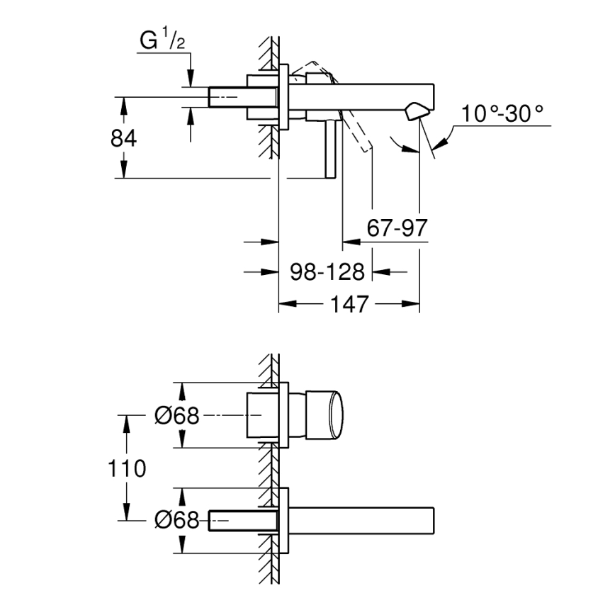 GROHE 19575001 - Mešalnik za umivalnik z dvema odprtinama CONCETTO 147 mm, sijajni krom