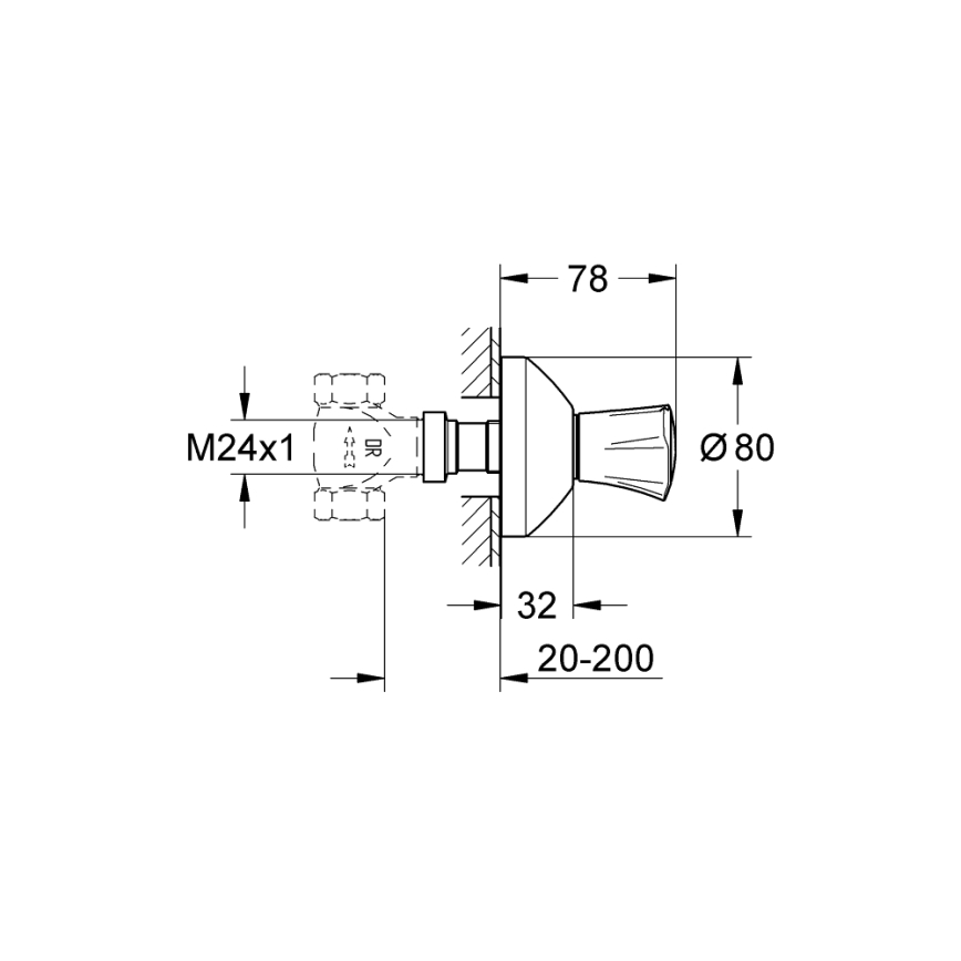 GROHE 19806001 - Pokrov za vgradni ventil COSTA L 20-200 mm sijajni krom