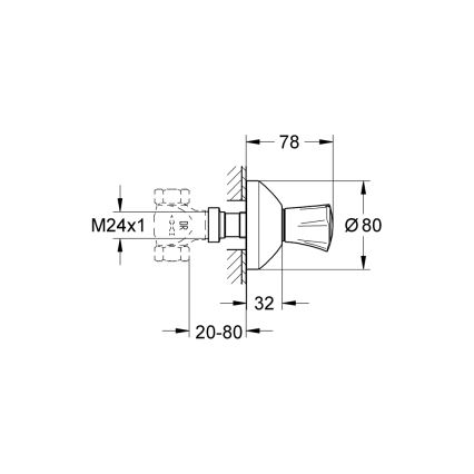 GROHE 19808001 - Vidni del podometnega ventila COSTA L, krom visokega sijaja