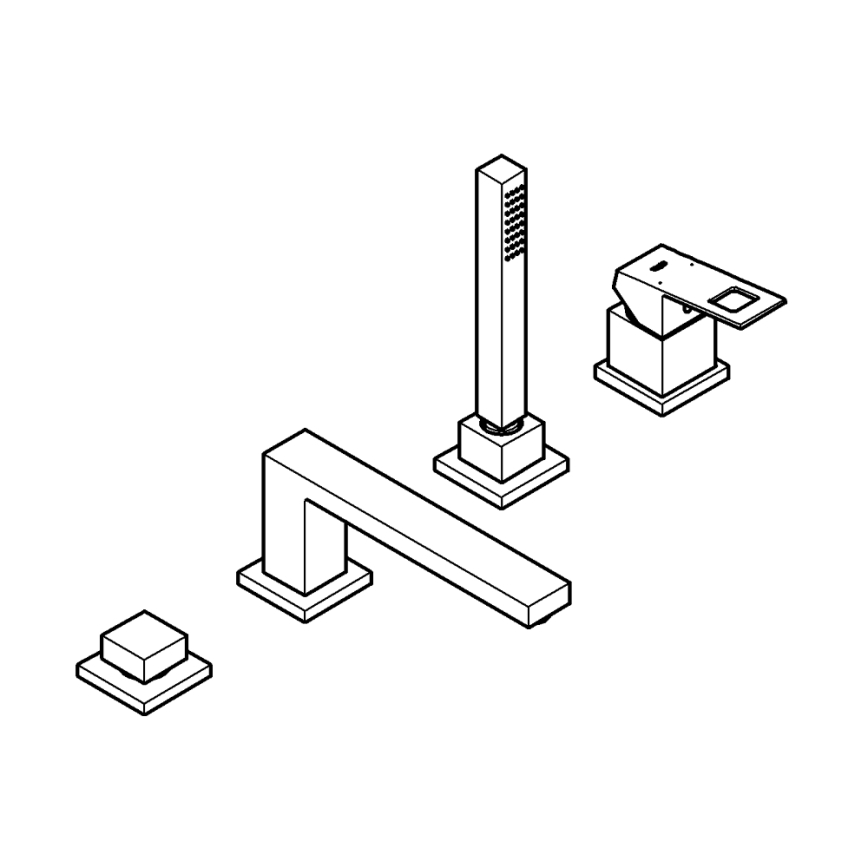 GROHE 19897001 - Štiri-odprtna baterija za kad EUROCUBE, sijajni krom
