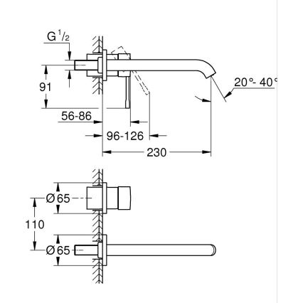 GROHE 19967001 - Umivalniška armatura ESSENCE 110 mm sijajni krom