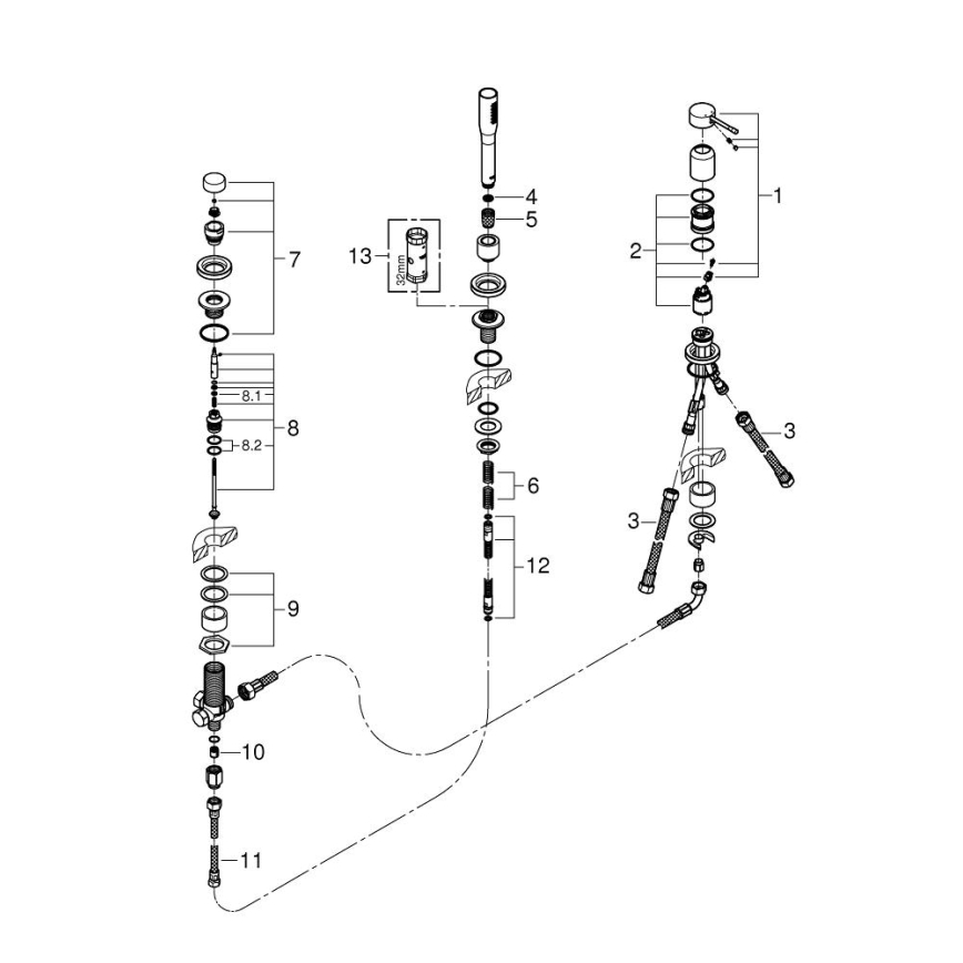 GROHE 19976001 - Tritočkovna kopalniška kombinacija ESSENCE, sijajni krom