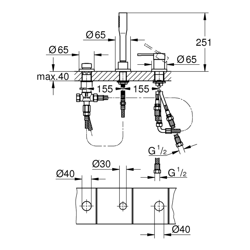 GROHE 19976001 - Tritočkovna kopalniška kombinacija ESSENCE, sijajni krom