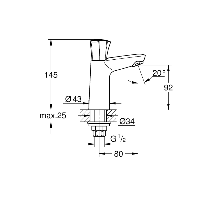 GROHE 20186001 - stoječi ventil COSTA L DN 15 sijajni krom
