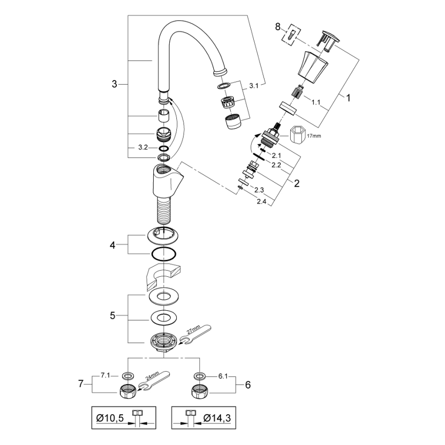 GROHE 20393001 - Stojni ventil COSTA L DN 15, sijajni krom