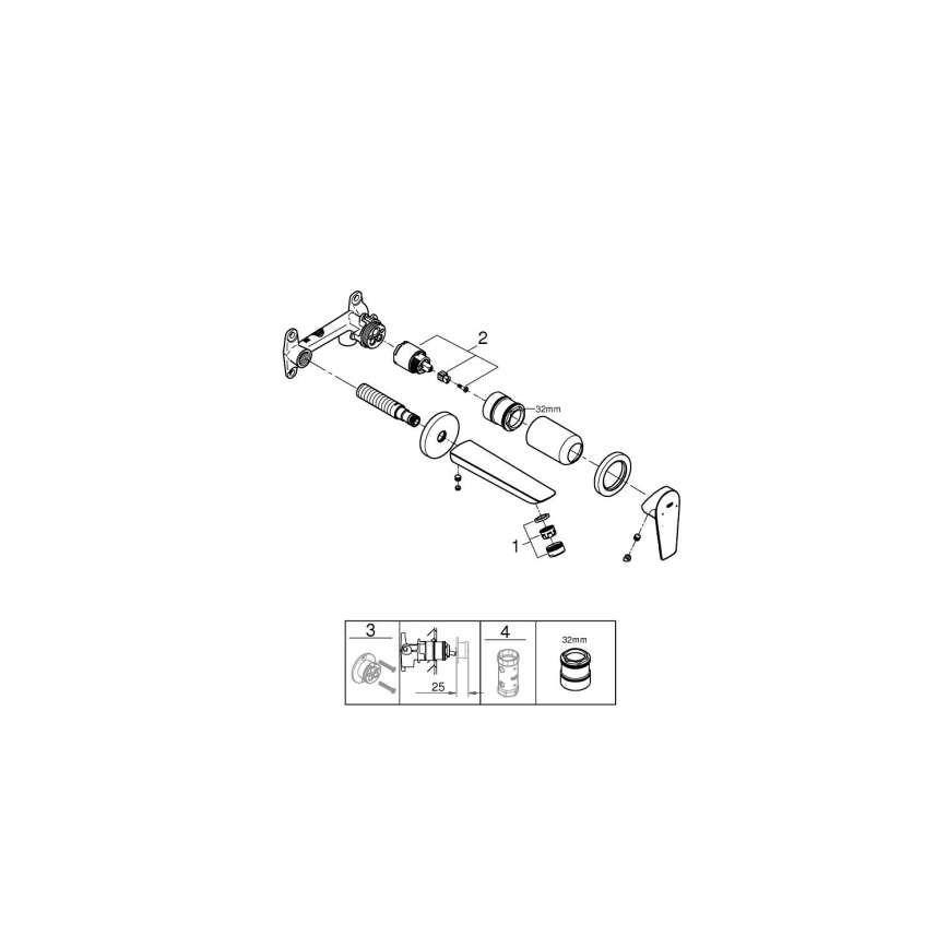 GROHE 20474001 - Umivalniška baterija za montažo z dvema odprtinama, 177 mm, sijajni krom