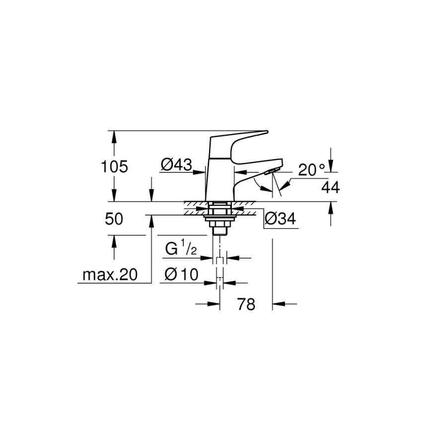 GROHE 20577000 - Stoječi ventil START FLOW DN 15, sijajni krom