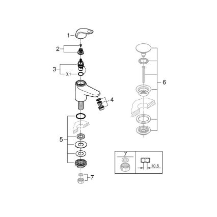 GROHE 20617001 - Stoječi ventil SWIFT velikost XS sijajni krom