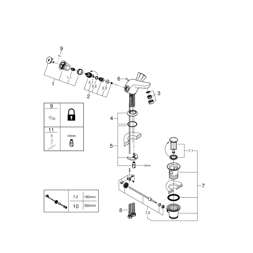 GROHE 21390001 - Umivalni mešalnik COSTA L DN 15, sijajni krom