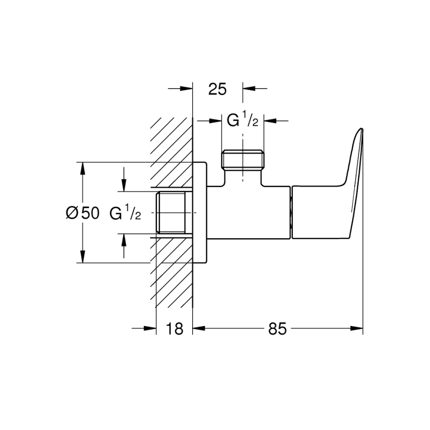 GROHE 22009001 - kotni ventil DN 15, sijajni krom