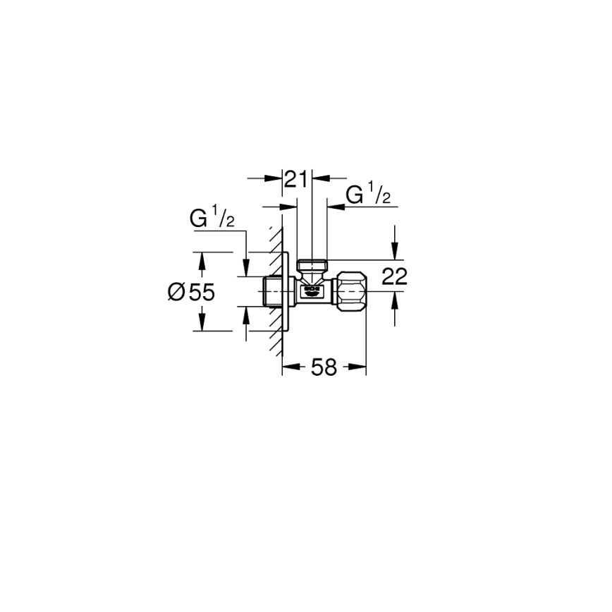 GROHE 22025000 - Kotni ventil UNIVERSAL DN 15, sijajni krom