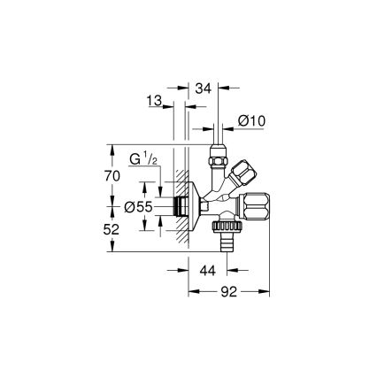 GROHE 22036000 - Kombiniran kotni ventil ORIGINAL WAS® DN 15, sijajni krom