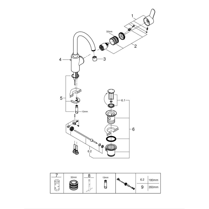 GROHE 23043003 - Armatura za umivalnik EUROSTYLE COSMOPOLITAN velikost L krom