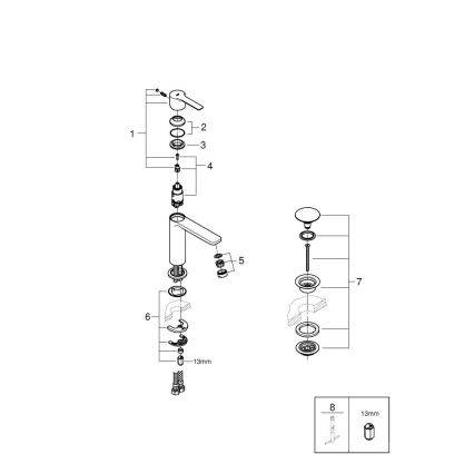 GROHE 23106AL1 - Umivalniška armatura LINEARE, velikost S, grafit