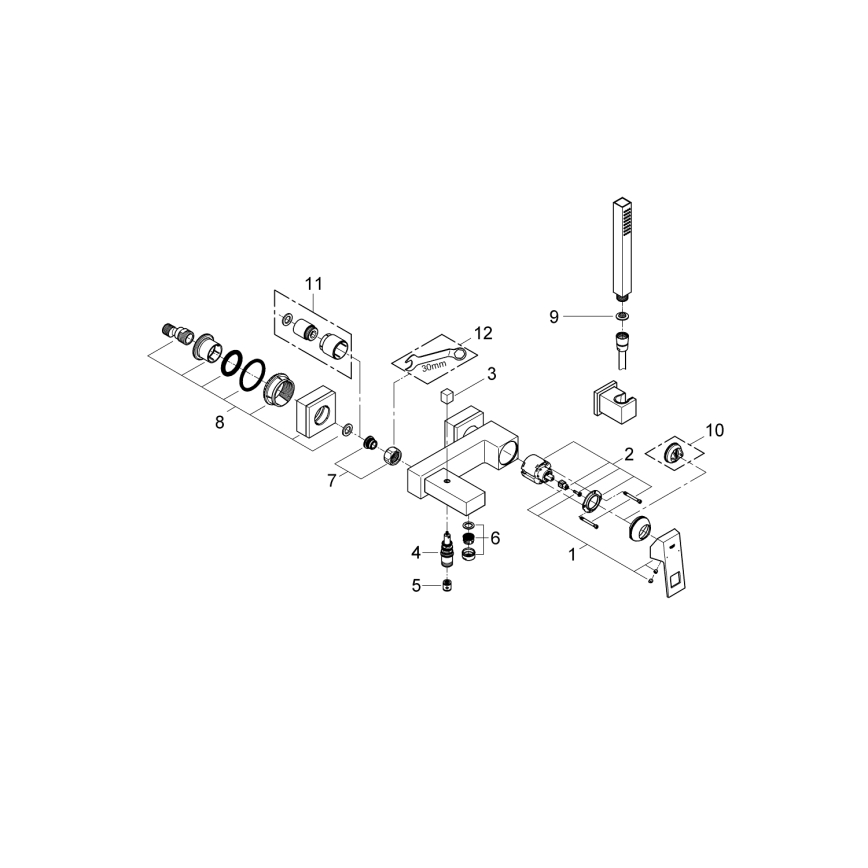 GROHE 23141000 - kopalniški set z mešalno baterijo EUROCUBE DN 15, sijajni krom