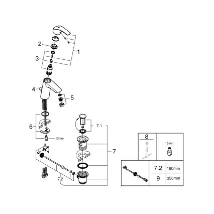 GROHE 23322001 - Pipa za umivalnik EUROSMART DN 15 sijajni krom