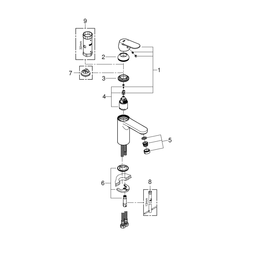 GROHE 23327000 - Umivalni mešalnik EUROSMART COSMOPOLITAN DN 15, vel. M, kromiran