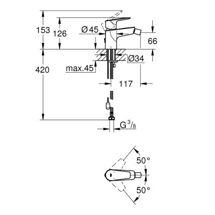 GROHE 23332001 - Pipa za bide BAUEDGE, velikost S, sijajni krom