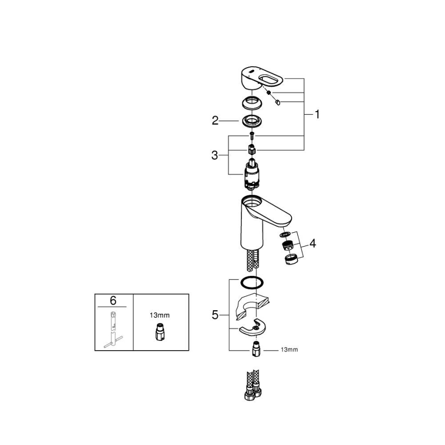 GROHE 23337000 - Mešalna pipa za umivalnik BAULOOP DN 15, sijajni krom