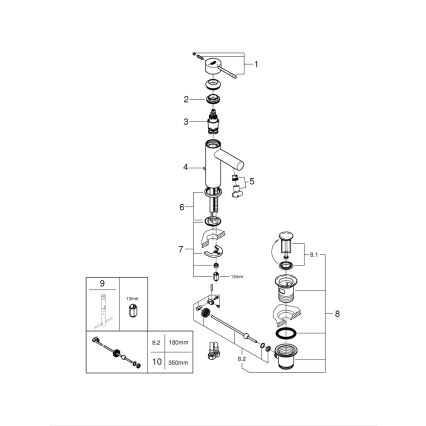 GROHE 23379001 - Pipa za umivalnik ESSENCE, velikost S, sijajni krom