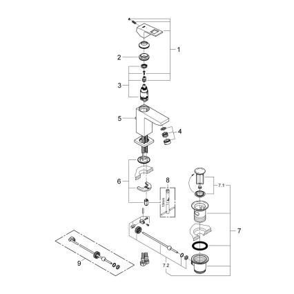 GROHE 2339000E - Baterija za umivalnik EUROCUBE DN 15, poliran krom