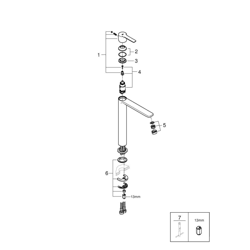GROHE 23405AL1 - Pipa za umivalnik LINEARE velikost XL grafitna