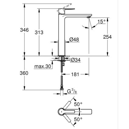 GROHE 23405AL1 - Pipa za umivalnik LINEARE velikost XL grafitna