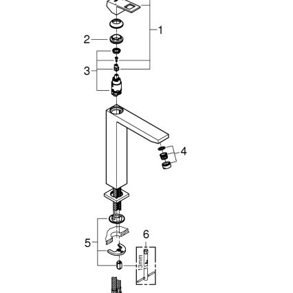 GROHE 23406000 - Armatura za umivalnik EUROCUBE velikost XL sijajni krom