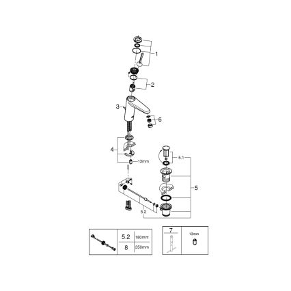 GROHE 23427000 - Pipa za umivalnik EURODISC JOY DN 15, velikost M, sijajni krom