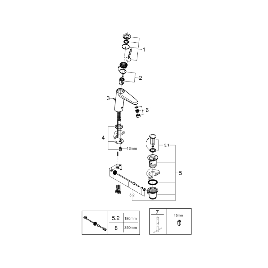 GROHE 23427000 - Pipa za umivalnik EURODISC JOY DN 15, velikost M, sijajni krom