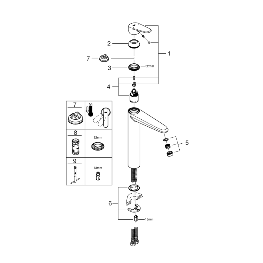 GROHE 23432000 - Pipa za umivalnik EURODISC COSMOPOLITAN velikost XL krom