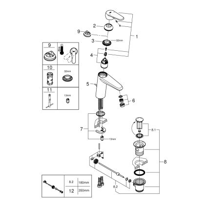 GROHE 23448002 - umivalniška armatura EURODISC COSMOPOLITAN velikost M krom