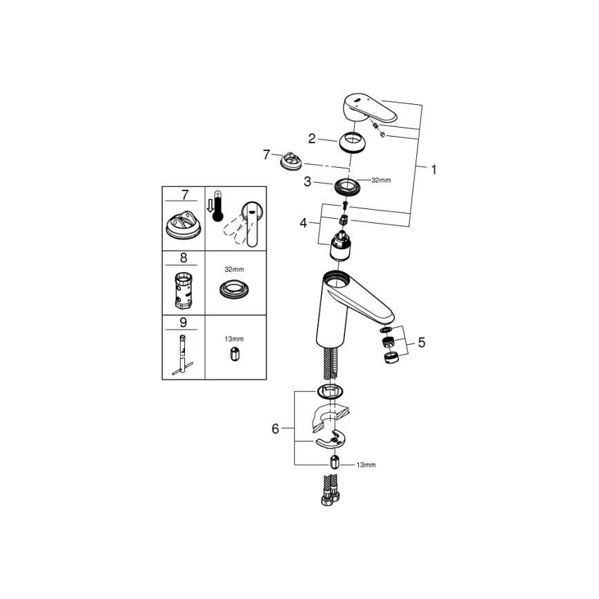 GROHE 23449002 - Pipa za umivalnik EURODISC COSMOPOLITAN velikost M krom