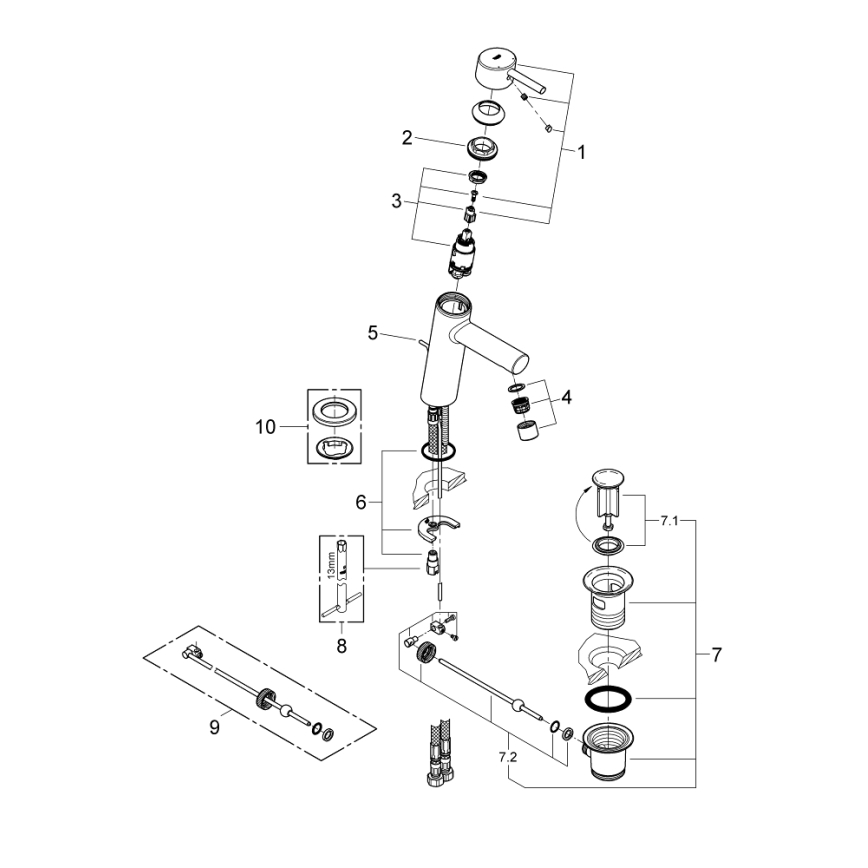 GROHE 23450001 - Pipa za umivalnik CONCETTO M, sijajni krom