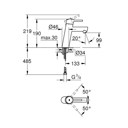 GROHE 23451001 - Mešalna pipa za umivalnik CONCETTO DN 15, sijajni krom