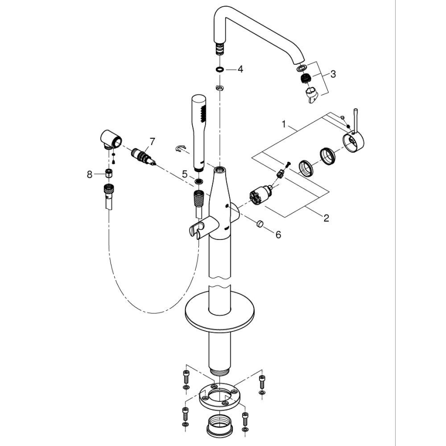 GROHE 23491AL1 - Kopalniška baterija za kad ESSENCE 277 mm grafitna