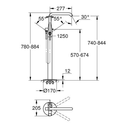 GROHE 23491AL1 - Kopalniška baterija za kad ESSENCE 277 mm grafitna