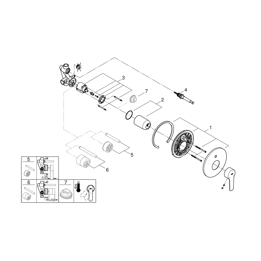 GROHE 23558002 - Baterija za kad START, sijajni krom