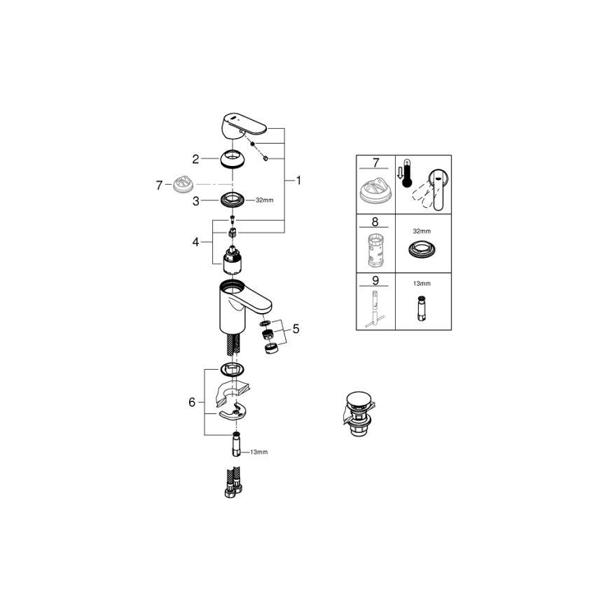 GROHE 23586000 - Pipa za umivalnik GET velikost S sijajni krom
