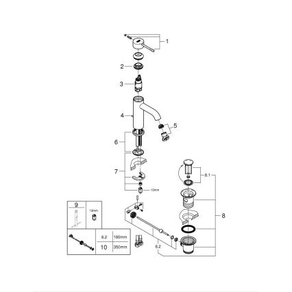 GROHE 23589AL1 - pipa za umivalnik ESSENCE velikost S grafit